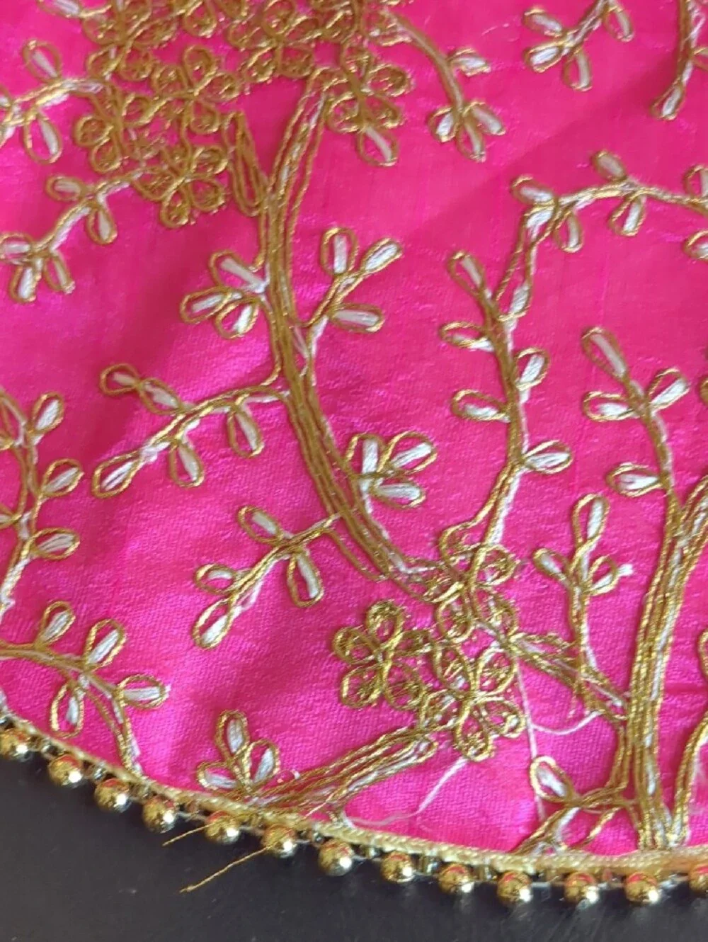 Embellished Pink Drawstring Potli Bag with Pearl Handle - Small